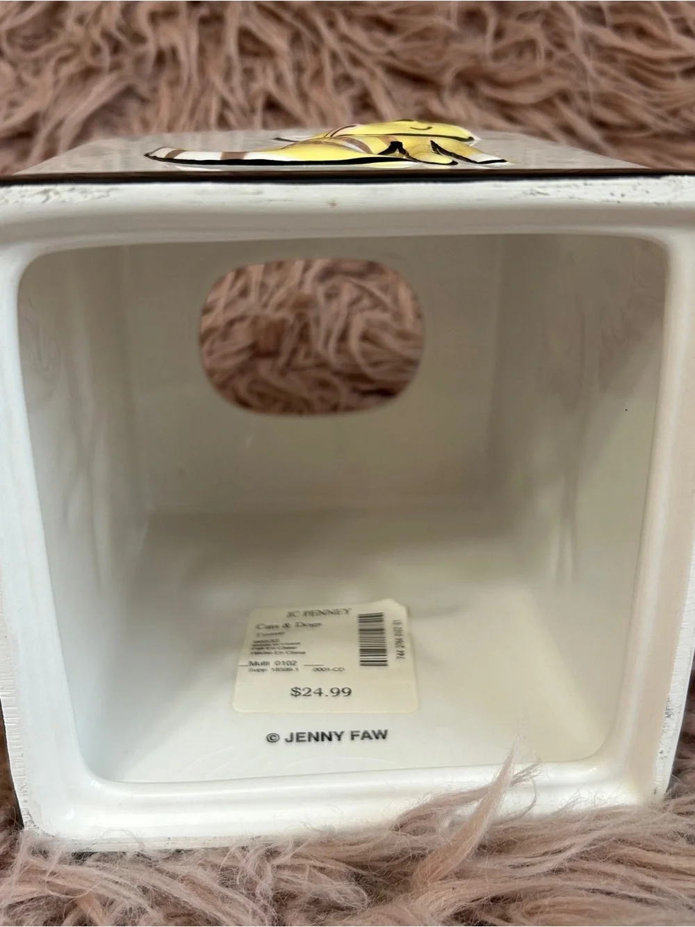 Jenny Faw Ceramic Dog Cat Tissue Box